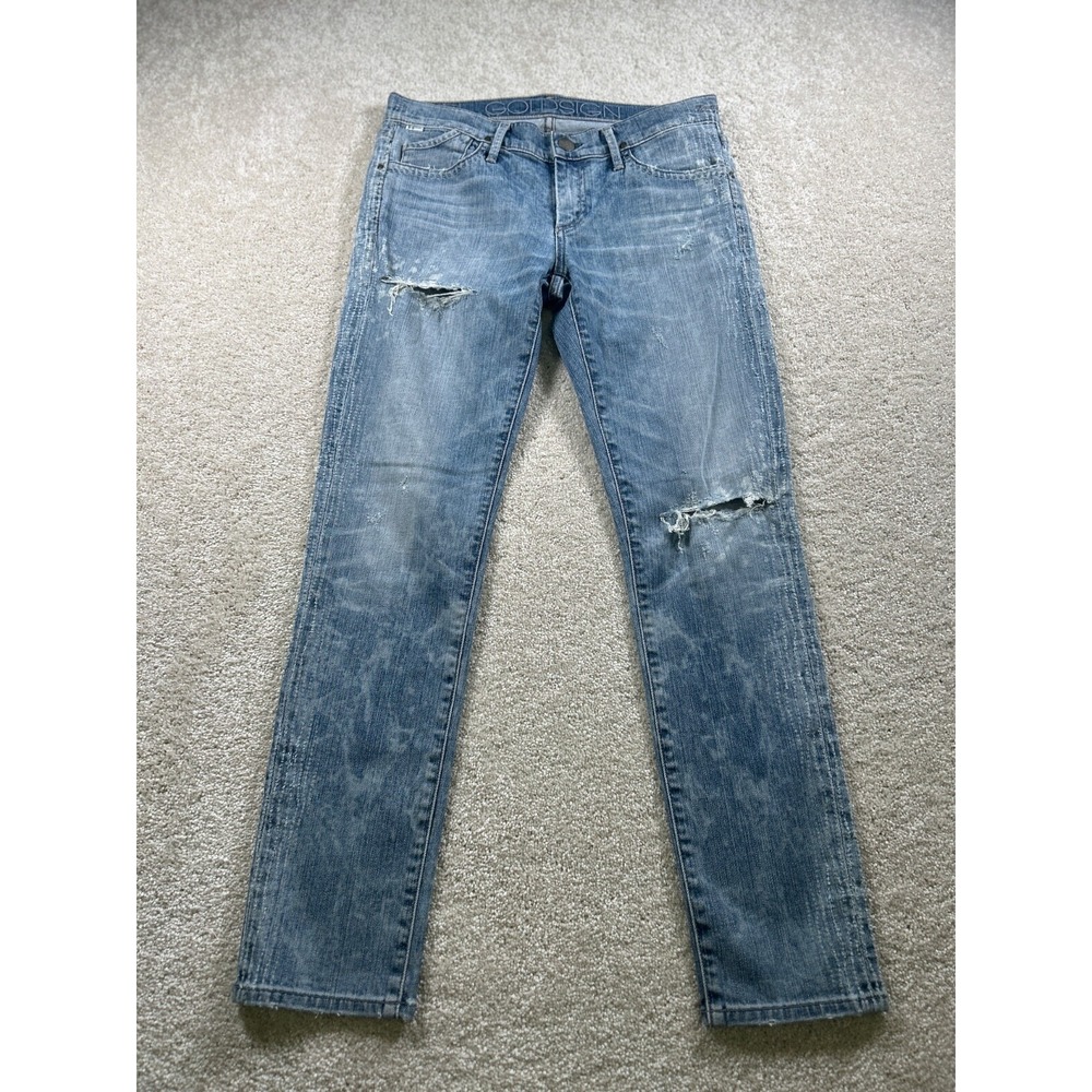 Goldsign Womens Size 27 Light Wash Blue Denim Jeans Distressed